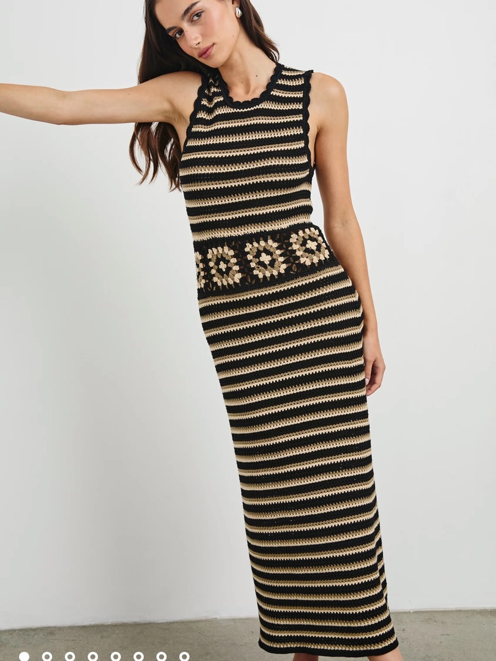 Rails Coco Striped Crochet Maxi Dress in Black and Cream Size M retails $268